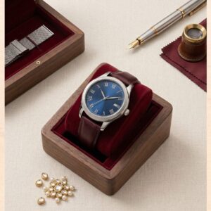 AURA & ALINE Classic Analogue Chronos Watch with Leather Strap for Men