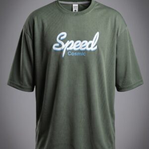 Speed Cosmic Oversized Olive Green Unisex Graphic T-Shirt