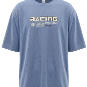 Unisex Oversized Racing Graphic Printed T-Shirt – Premium Blue