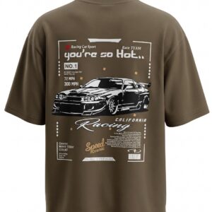 Unisex Oversized California Racing Graphic Printed T-Shirt – Premium Beige