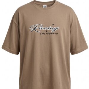 Unisex Oversized California Racing Graphic Printed T-Shirt – Premium Beige