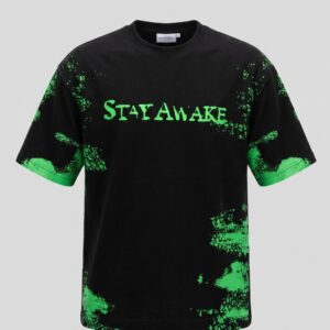 Stay Awake Neon Green Abstract Oversized Unisex T-Shirt