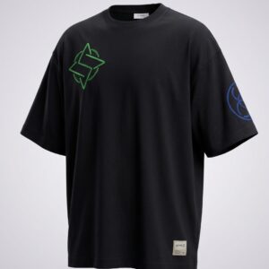 Minimal Neon Graphic Oversized Black Unisex T-Shirt