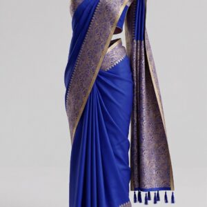 Royal Blue Soft Banarasi Silk Saree for Women with Elegant Woven Border