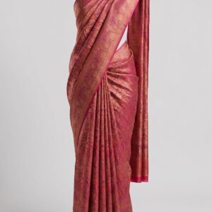 Purple Kanjivaram Silk Saree for Women with Elegant Golden Woven Border