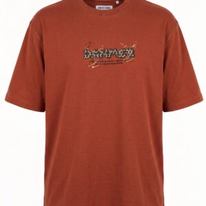 Unisex Oversized Forever Danger Graphic Printed T-Shirt – Premium Rust Brown