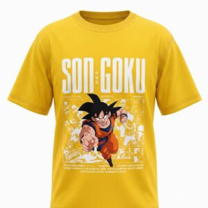 Unisex Dragon Ball Z Son Goku Graphic Printed T-Shirt – Premium Yellow