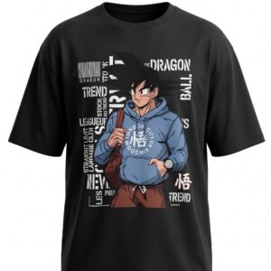 Unisex Oversized Dragon Ball Goku Anime Graphic Printed T-Shirt – Premium Black