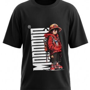 Unisex One Piece Luffy Graphic Printed T-Shirt – Premium Black Anime Tee