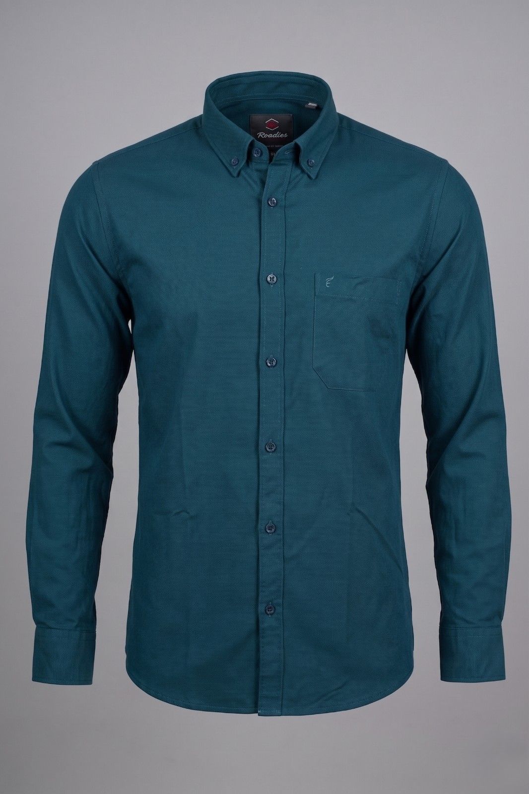 Premium teal full sleeve unisex formal shirt with button-down collar and chest pocket formal style
