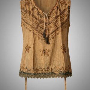 Women Embroidered Sleeveless Tassel Top