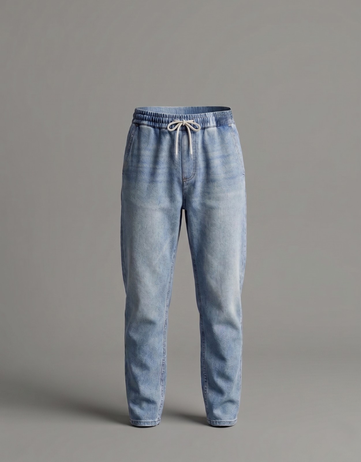 Unisex light wash blue denim joggers