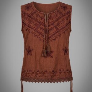 Women Embroidered Sleeveless Tassel Top