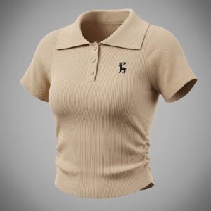 Women Ribbed Polo Knit Top