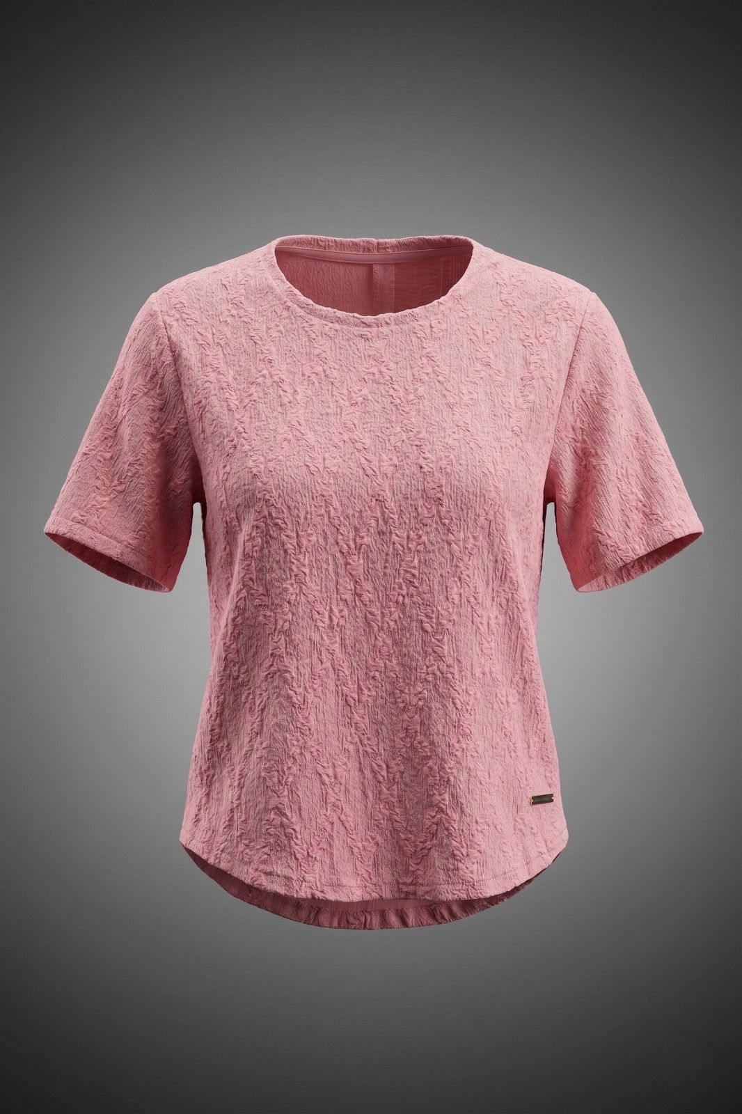 Women coral pink textured knit short sleeve top