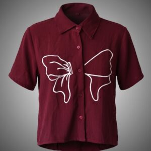 Women Butterfly Print Short Sleeve Shirt