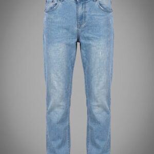 Unisex light wash slim tapered denim jeans