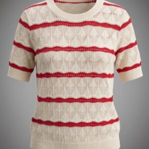 Women Knitted Short Sleeve Pattern Top