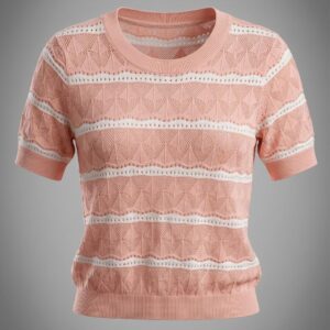 Women Knitted Short Sleeve Pattern Top