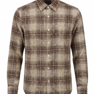 Rustic Brown Textured Plaid Shirt