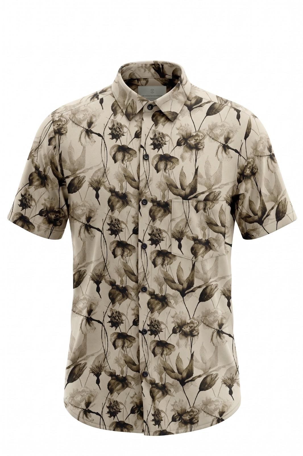 Premium botanical floral casual shirts in beige and navy color variants with elegant all-over floral print