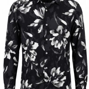 Black Monochrome Floral Statement Shirt
