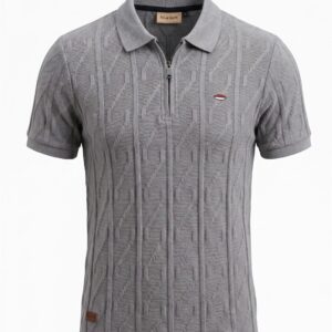 Premium Textured Zip Collar Unisex Polo T-Shirt